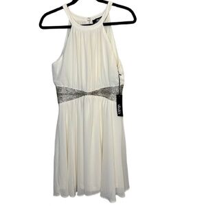 NWT Lulus Fit and Flare Dress Ivory Lined Halter Party Dress Size M